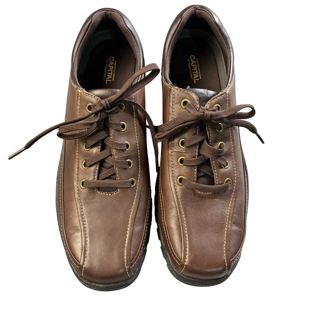 Capital by Rockport‎ Men's Brown Leather Oxford Shoes Size 12M Lace Up READ